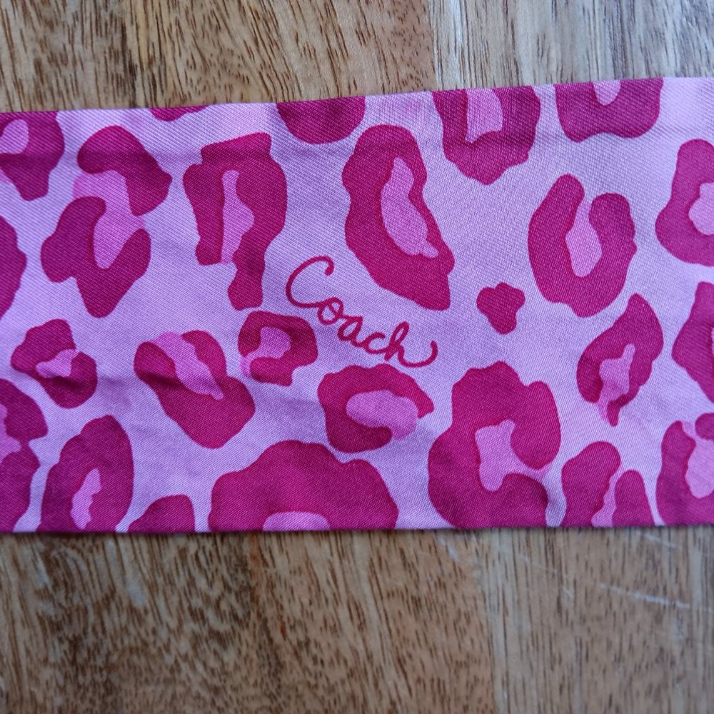 COACH Pink Silk Skinny Scarf